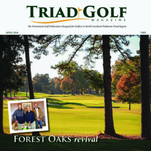 A cover of a magazine featuring a golf course